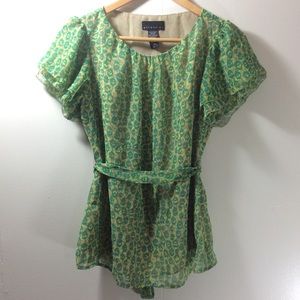 Attention Vintage Funky Green Blouse Waist Strap